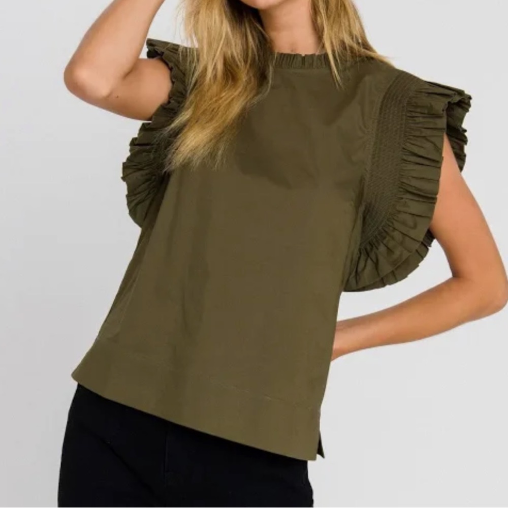 English Factory Ruffle Sleeve Top
